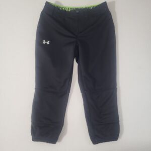 Under Armour Womens Sz XS Fitted Strike Zone Fastpitch Black Softball Crop Pants